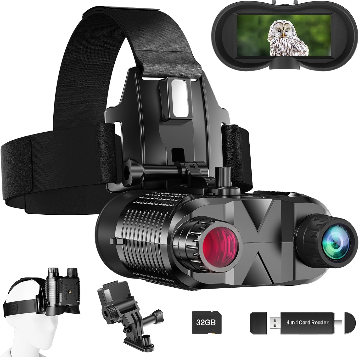 Head-Mounted Night Vision Goggles - Hands Free Rechargeable 1312FT Digital Infrared Night Vision